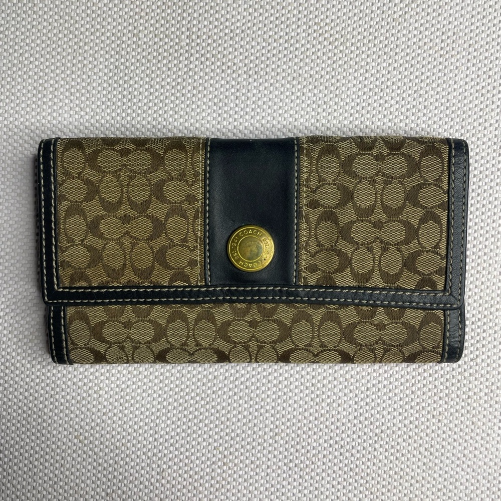 Coach Vintage Trifold Wallet Black Leather